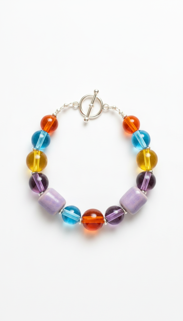 Handmade Glass and Ceramic Bead Bracelet