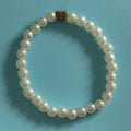 White Pearl Effect Bracelet - Gold Look Heart 14.5cm