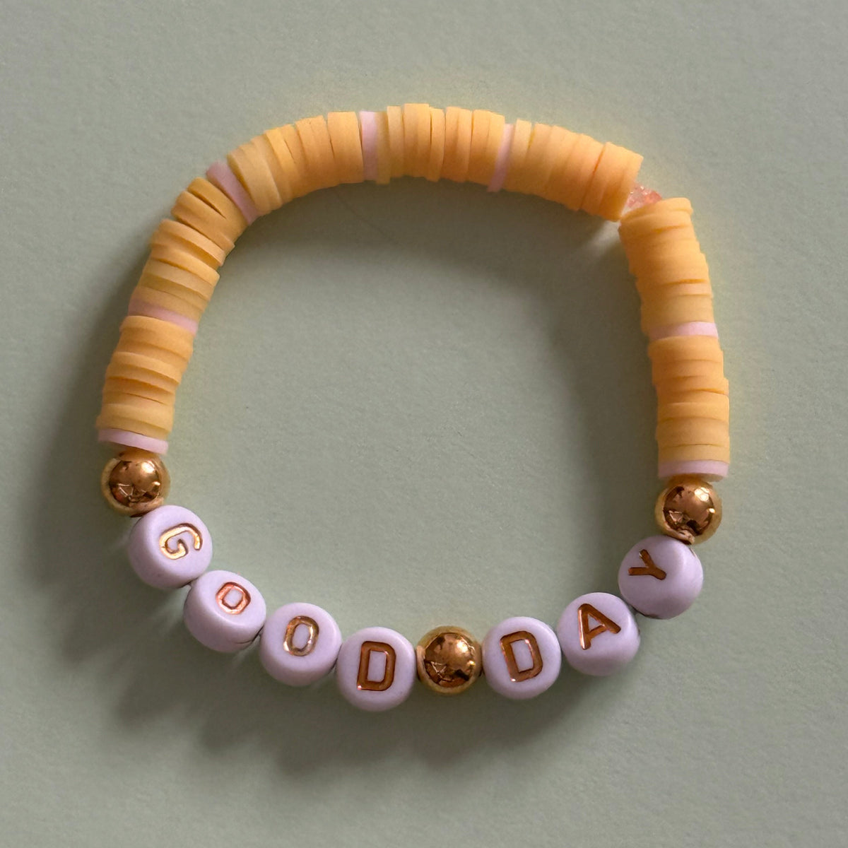Yellow "GOOD DAY" Bracelet 12.5cm
