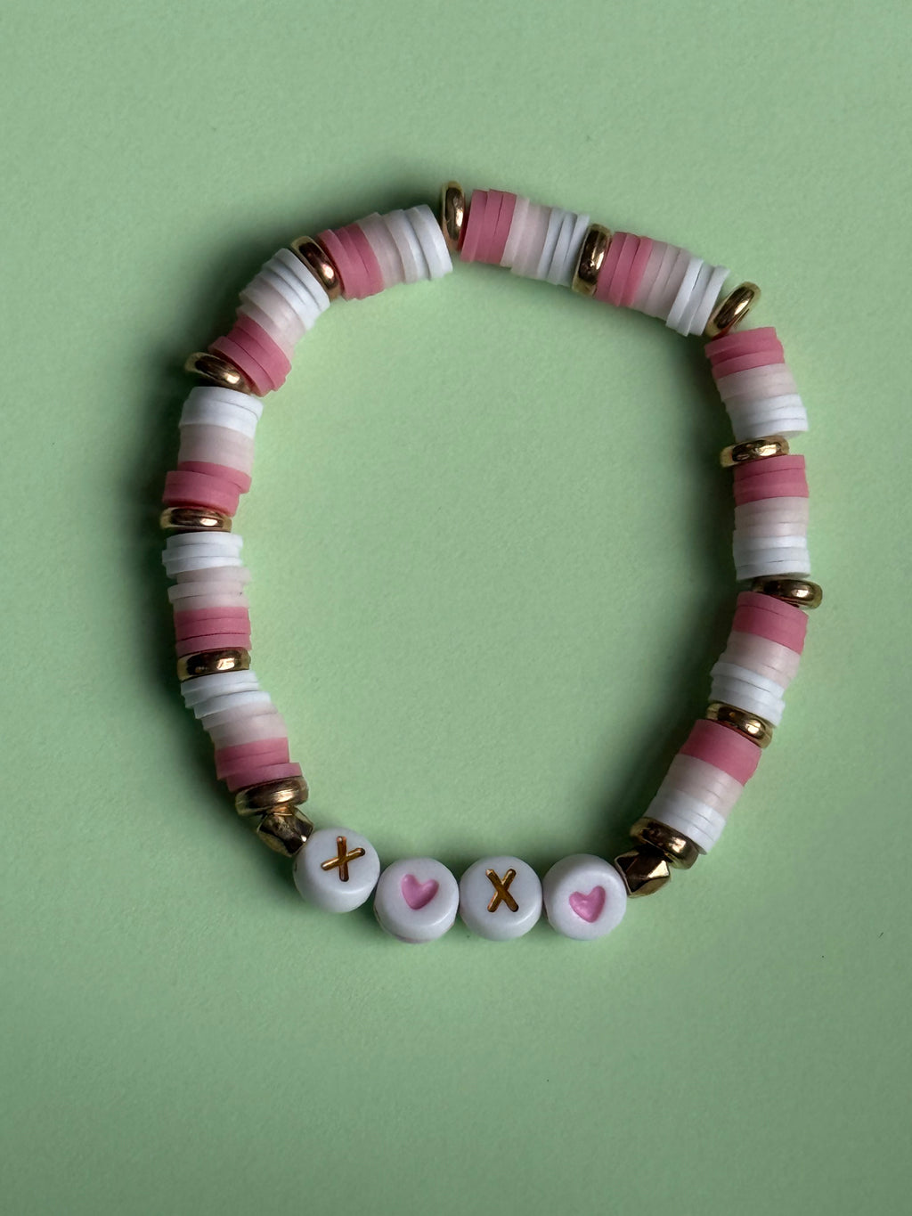 Pink and white love bracelet size 15cm