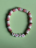 Pink and white love bracelet size 15cm
