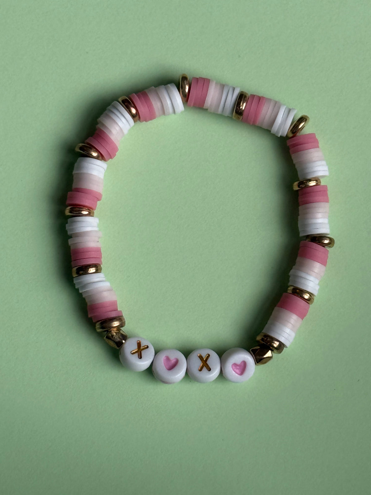 Pink and white love bracelet size 15cm