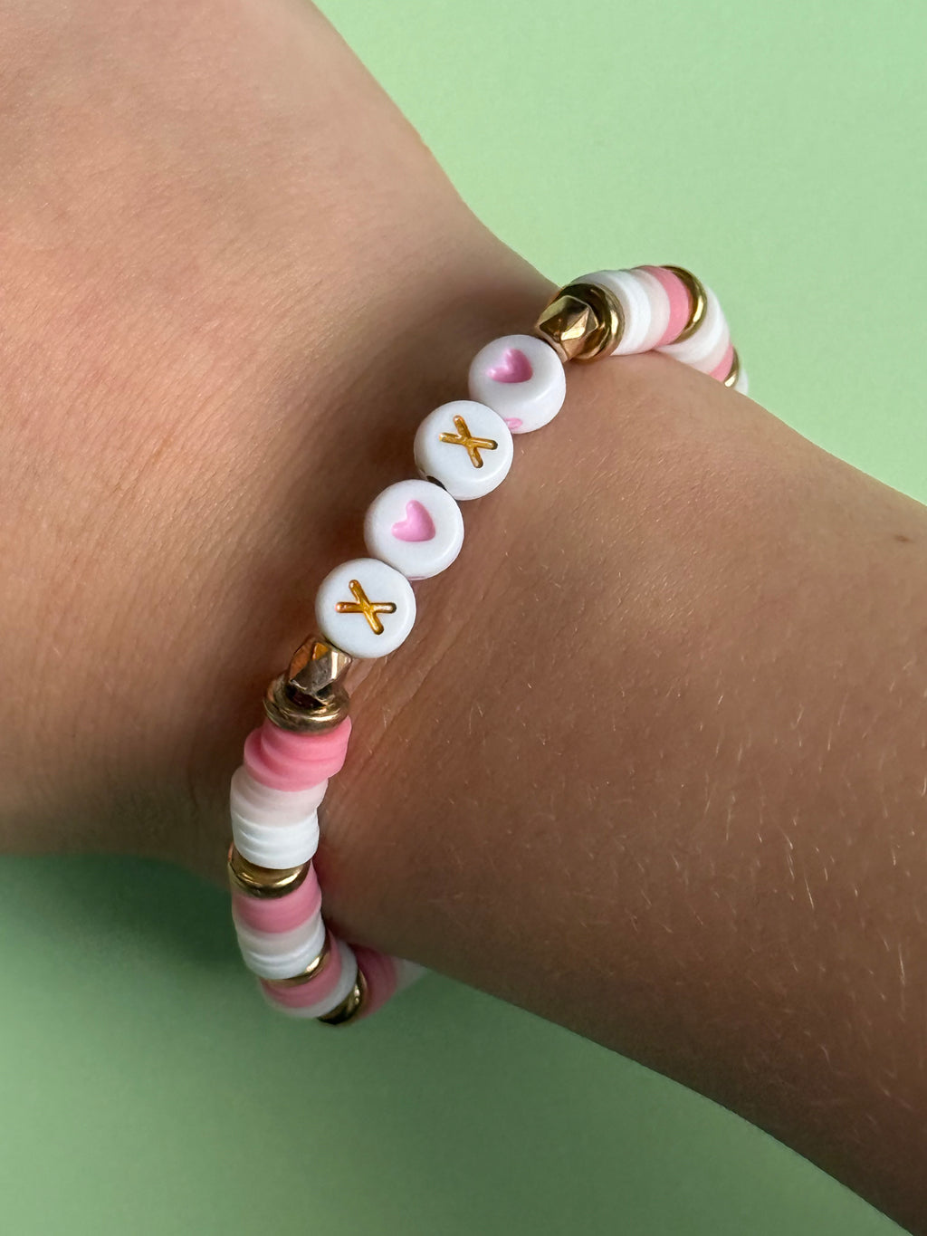 Pink and white love bracelet size 15cm