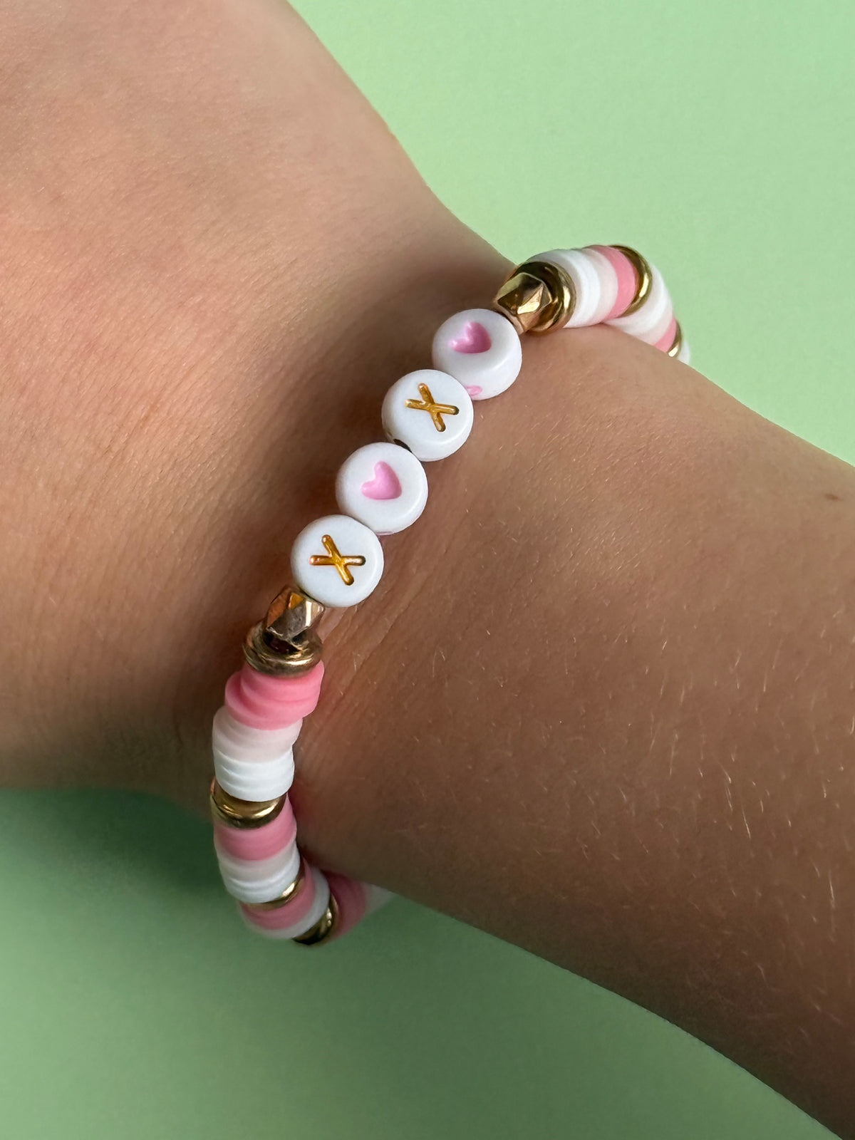 Pink and white love bracelet size 15cm